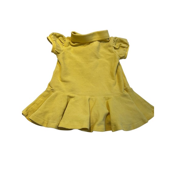 Ralph Lauren Polo Collared Solid Yellow Dress Baby Size 3 months Casual Preppy - Picture 2 of 6